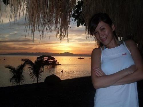 At the beach - I was with my boyfriend that time, he took that photo..We had a great time at the beach..