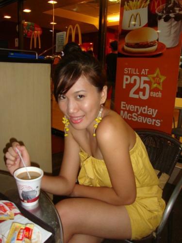 Lady in yellow - at McDonald chilling..
