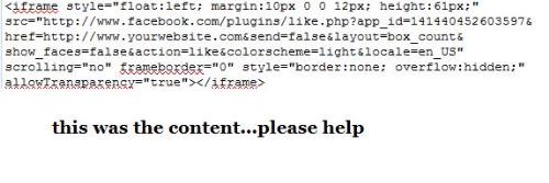 facebook error in plug in - html of a facebook like button where I am getting error message while uploading it to my blogger template.