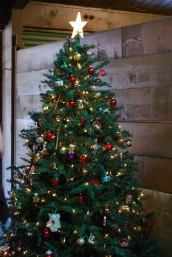 Christmas Tree - A Christmas Tree in a horse barn.