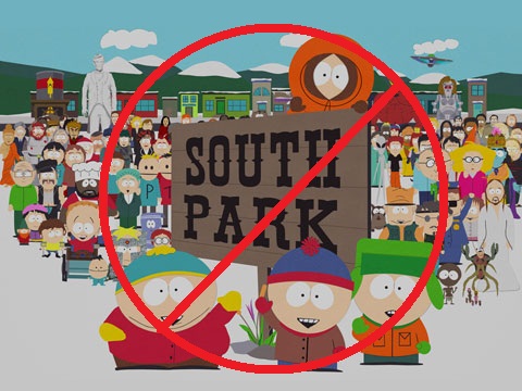 no more southpark :( - south parked crossed out 