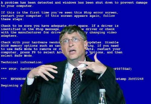 Bill Gates - Bill Gates with BSOD background :)