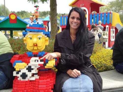 Legoland - lady with dog - I am in Legoland. More interesting as I thought it would be on the first sight. The old lady with the dog reminds me of someones dog I don't like to babysit...