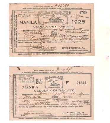 Pair of vintage residence certificates - Pair of vintage residence certificates dated 1928 and 1929