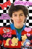 NickJ - Nick Jonas surround by lots of things and a background like checkers