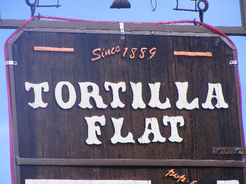 Tortilla Flats Sign - Hubby took me to Tortilla Flats for lunch last Saturday. We love going up and taking pictures of the lake and then having a meal at the quaint little restaurant.