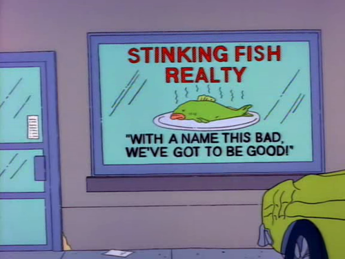 The Simpsons - Realty Sign - A funny sign from Season 4 Episode 10 'Lisa's First Word'.