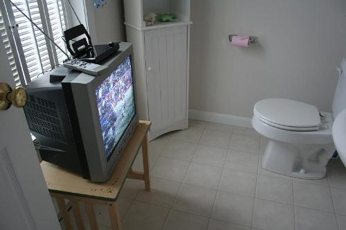 TV in Toilet  - Bored on Toilet? Why not placing TV? XD