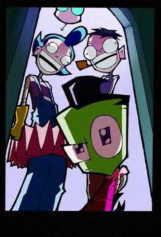 Invader Zim - Zim in his human disguise and his robot 'parents'.