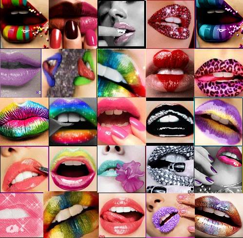 Lipstick collage (wild) - A variety of lipstick colors (some, a bit impractical for everyday wear)