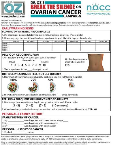 Ovarian cancer - Test to evaluate you and help you if you are facing the firts steps of this illness. Ovarian cancer - Test to evaluate you and help you if you are facing the firts steps of this illness.