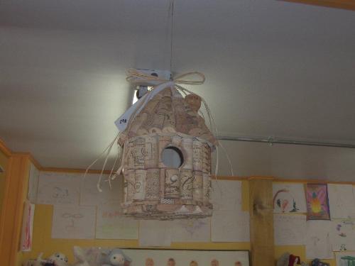 Bird house out of corks - she saw it in a restaurant...