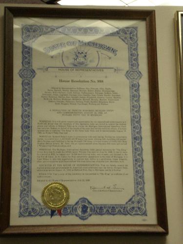 Richard Petty Day - The State of Michigan House of Representatives announcement that on August 16, 1992 Richard Petty was given his own day.