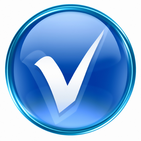 blue check mark - big blue button with white check mark on it