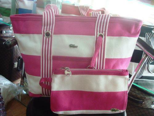 Pink and White Bag - Stripe Bag