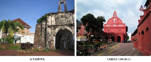 Malacca Old Town - Malacca Old town building, the A Famosa fotress and Christ Church