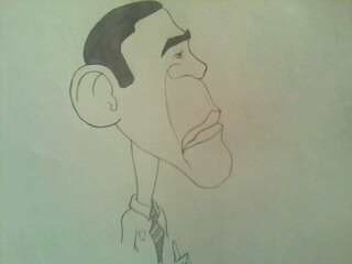 obama (caricature) - this was a drawing that my grandmother asked me to do... just to have me draw something. she was really surprised at how well it turned out. as was i, never tried this kind of art but will be doing more in the future.