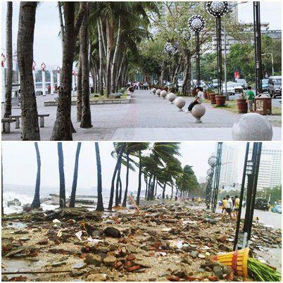 The Bay Walk Before and After the Storm - Shocking photo of typhoon destruction