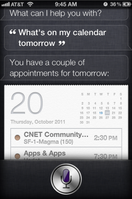 siri - Apple iPhone4S voice activated feature.
