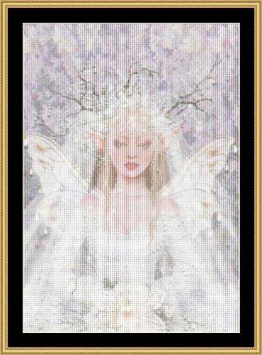 Fairy Bride by Maxine Gadd - This is a piece I am presently working on from Mystic Stitch.
It is an interesting piece to work on.
I am doing it on 22ct laguna one thread over one x.