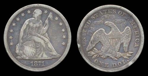 usa dollar of 1871 - usa one dollar coun of the year 1871