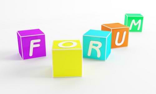 Forum - This image has a text forum. In a forum, you can discuss several topics.
