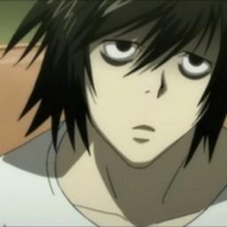 l - L from Death Note. He's my favorite anime character.