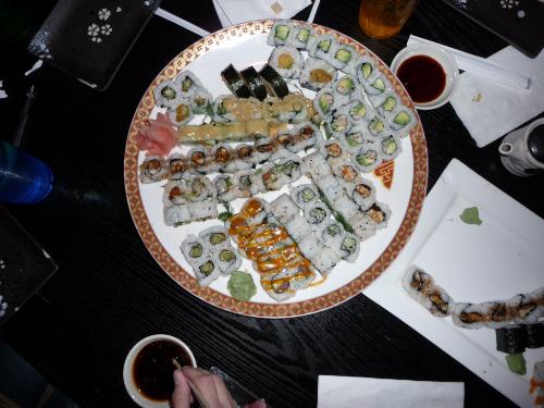 sushi  - big table with a lot sushi