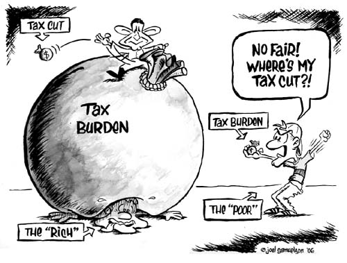 cartoon indicating the situation in the world(amer - rich are always favoured by government.
the poor is fighting for there existence