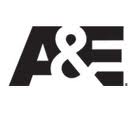 A&E logo - The logo is in black and white with the symbol & is betweem the letters A and E.