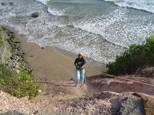 An adventure sport at a beach resort. - Like rock climbing, rappelling is also a very exciting adventure sport.