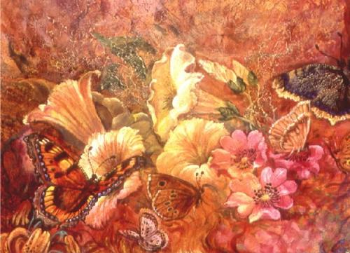Psyche's Butterfly - This project is so rich in colors. Making it on 22ct. and cross stitching.