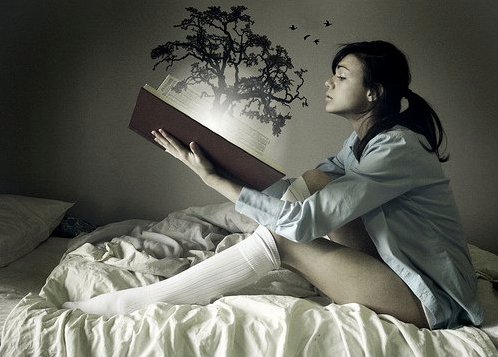 For the love of reading books - picture of girl reading a book in her room, for talks on this at Mylot.