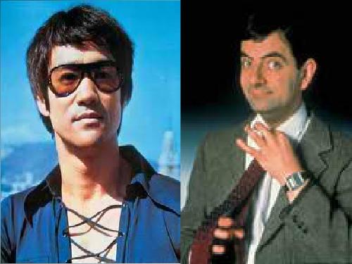 Bruce Lee and Mr. Bean - I posted this question because while downloading Bruce Lee's movie and surfing the net, I saw Mr. Bean's face. I wonder if Mr. Bean can also be a good martial arts master.