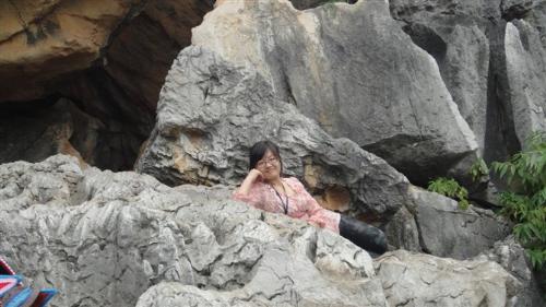 'sleeping beauty 'lying on the 'stone forest' - there're many different kinds of huge stones here.it's a forest/ so we call it 'stone forest'