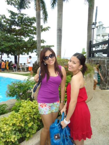 with my cousin - on our way to the pool