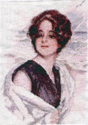 Lady 5 - Cross-stitch of a lady.