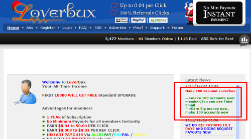 Screenshot of LoverBux - Screenshot of LoverBux - the announcement was so hilarious! xD