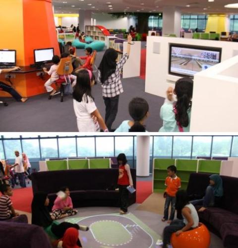 Interior of a newly opened public library in Shah  - It is part of the posh interiors of a newly opened public library in Shah Alam, Malaysia