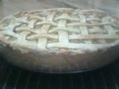 A homemade pineapple pie ! - A pineapple pie i made , since my father bought a lot of pineapple the dough i used is pate brisee or pie dough.