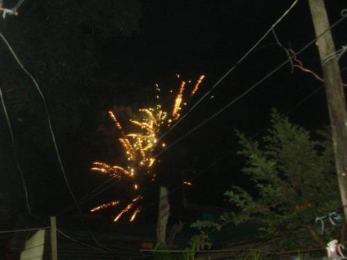 fireworks - this was at a neighbor... hehehe we just looked at the sky and could see a lot of sparkly stuff that eve..