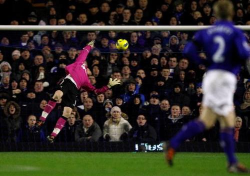 tim howard goal - this is a spectacular goal from tim howard, everton's goalkeeper.