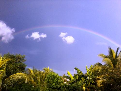 Rainbow.. - Seeing a rainbow makes me happy. A view from out balcony on a simple afternoon.