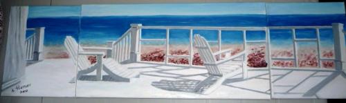 deck on the beach - I would love to be sitting there in the morning wit a cup of coffee,instead of looking out at a frozen snowy world!