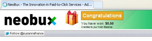 neobux adprize - I got two adprize worth $0.50 in two days