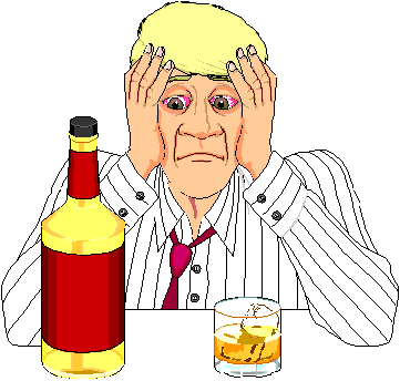 alcoholism,alcoholic,drinking,health - a man sitting in front of alcohol with red eyes and messed up look