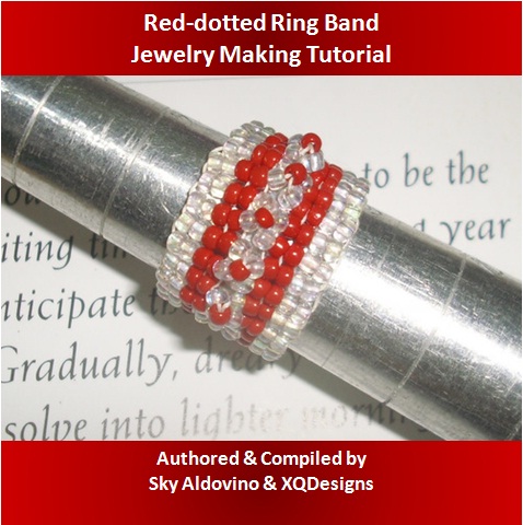 Red-dotted Ring Band Jewelry Making Tutorial - My own creation of a beaded ring band.
