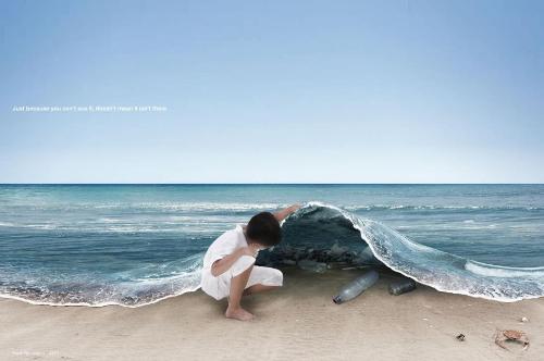 Beach pollution. - Just because you can't see it doesn't mean it isn't there.