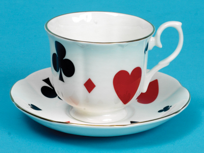teacup - china teacup with playing card symbols teacup - china teacup with playing card symbols