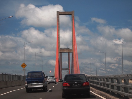 Surabaya Madura Bridge  - SURAMADU bridge, linking the city of Surabaya and Madura, East Java, Indonesia. Picture taken from inside the car